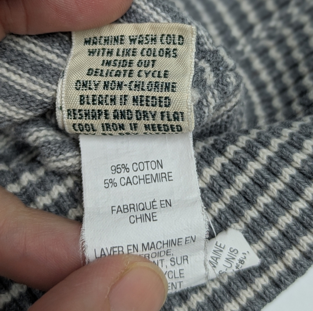 LL Bean women's stripe turtle neck cashmere sweater size M - Picture 8 of 9